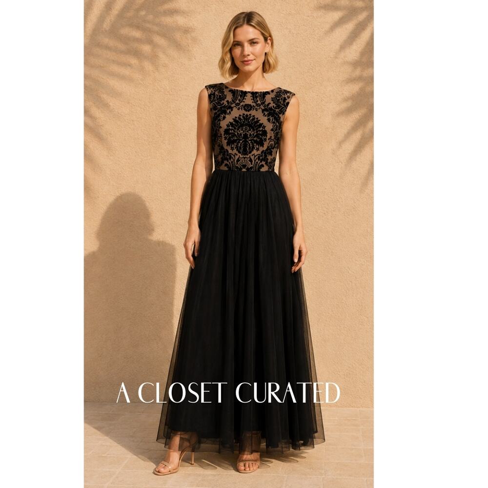 Aidan Mattox Sleeveless Tulle Gown 6 Black